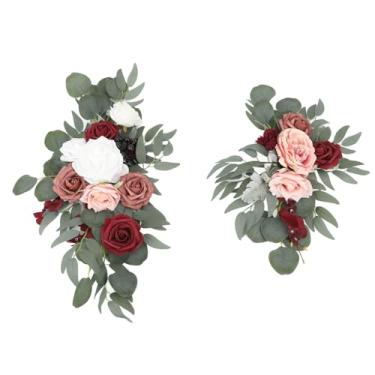 Imagem de ZAWELIYO Flores Artificiais de de Casamento, Decoração Realista Requintada para Ambientes Internos e Externos, 2 Peças para Cerimônia de Casamento, Material de Seda Pe (Rosa)