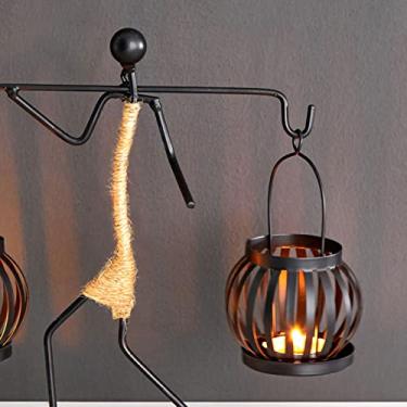 Imagem de Generic Candelabro Delicado Material de Ferro para Velas, Corda de Cânhamo, para Festas Festivas e Celebrações (Tipo D)