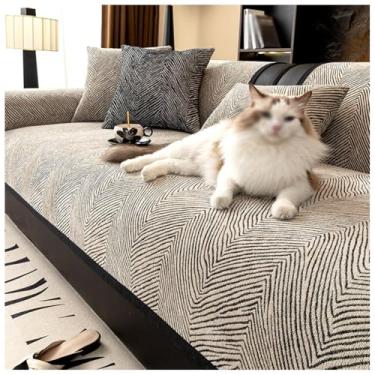 Imagem de SPXMQSS Capa universal antiderrapante para sofá, capa de sofá macia de chenille 1/2/3/4 lugares, lavável A 110 x 110 cm