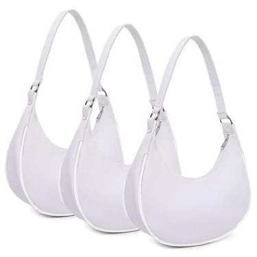 Imagem de 3 Bolsas MEIA LUA Bolsa Feminina Pequena, Macia e Leve, 20 x 24 x 4 cm, Ideal para Festas, Balada e Dia a Dia, Versátil e Elegante (3 Branco)