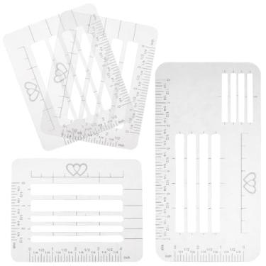 Imagem de CRASPIRE 4 peças de guia de endereçamento de envelope de letras, estêncil, régua, linha de espaçamento reto, cartão de agradecimento PP translúcido para scrapbooking, diário, letras, escrita, convites