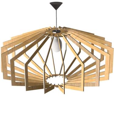 Imagem de Luminária Teto Tipo Pendente Trapezio Mdf Completa - Cor:mdf Cru