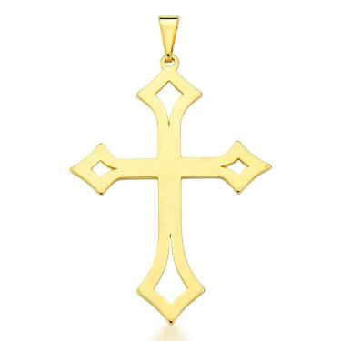 Imagem de Pingente Crucifixo Vazada Unissex Banhada Ouro 18
