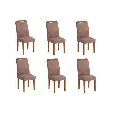 Imagem de Kit 6 Cadeiras de Cozinha Athenas 6 Un Imbuia-Capuccino/Suede Capuccin