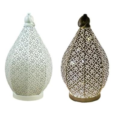 Imagem de Lanterna vintage estilo marroquino luminária de mesa decorativa de metal 25 cm de altura lanterna marroquina suporte de vela decorativa para casa, sala de estar, quarto, jardim, quintal, casamentos
