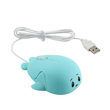 Imagem de Mouse com Fio em Forma de Golfinho Sensor Óptico 800 DPI 3 Botões Design Ergonômico Alimentado por USB para PC Notebook Gamers Escritório e Uso Casa