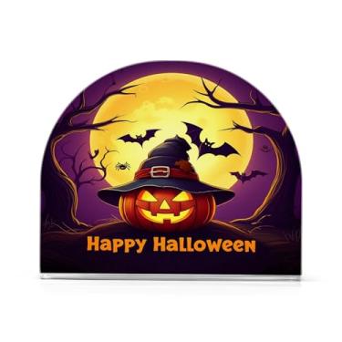 Imagem de Wassud Porta-guardanapos de acrílico de abóbora de Halloween, dispensador de guardanapo de papel moderno em forma de U para mesa, cozinha, sala de jantar, bancada 1 peça (comporta 50-60 guardanapos)