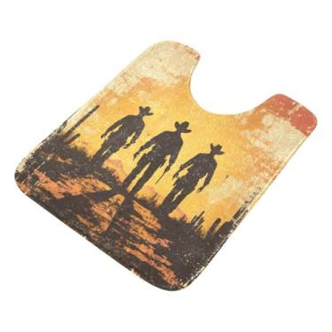 Imagem de Burbuja Tapete de banheiro retrô Cowboys, tapete de banho absorvente de pelúcia macio, base antiderrapante para piso de banheiro, oval em forma de U