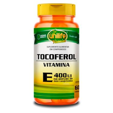 Imagem de Alfa Tocoferol 400 Ui Vitamina E Unilife Vegan 60 Cp