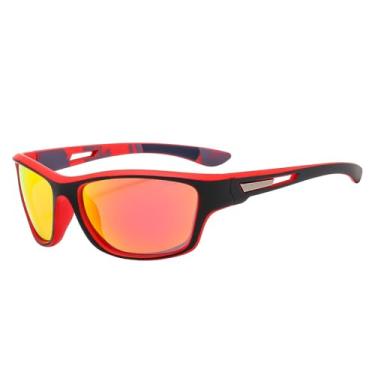 Imagem de Unissex Óculos De Sol Polarizado Óculos De Sol Estilosos À Prova De Vento Adequado Para Corrida Direção E Ciclismo Pesca E Viagem (Vermelho)
