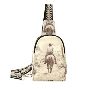 Imagem de CEBUGI Bolsa tiracolo feminina de couro para equitação de caubói, bolsa de peito para caminhadas, viagens ao ar livre