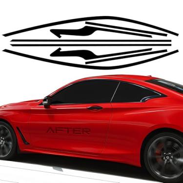 Imagem de iwannachange Acabamento de janela lateral cromado apagável adequado para 2017 2018 2019 2020 2021 Infiniti Q60 Coupe vinil sobreposição com película blackout brilhante preto kits