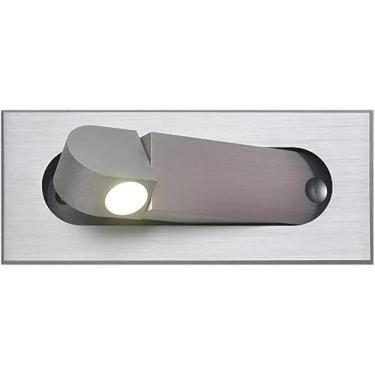 Imagem de Luminária de leitura embutida 3W LED para cabeceira, luz de parede para cabeceira de cama de hotel com rotação de 350° por botão, luminária de destaque com luz natural de 4000K (C)