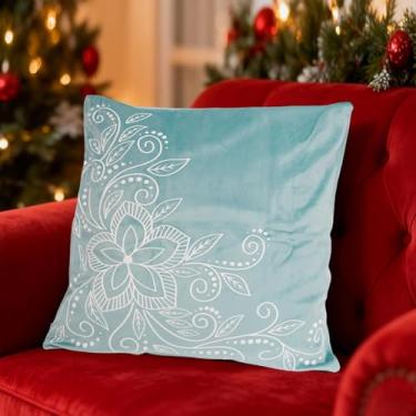 Imagem de Capa de almofada decorativa 43 x 43 cm, almofada de flanela macia ao toque, fecho de zíper oculto
