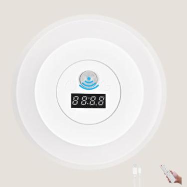 Imagem de Luminária de parede LED interna com detector de movimento, ajuste de intensidade por toque, relógio e controle remoto. Sem necessidade de conexão elétrica, luminária de leitura com interrupt