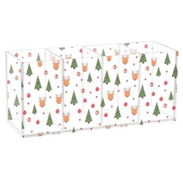 Imagem de Burbuja Porta-canetas de acrílico para árvore de inverno, 4 compartimentos, suporte de lápis transparente para pincéis de maquiagem, acessórios de mesa de escritório em casa