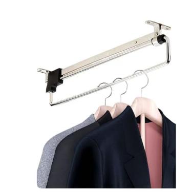 Imagem de Hhsdyl Varão Retráctil Pesado para Roupeiro Suporte Roupas Extensível Armário Montagem Superior Polida Varão Telescópico Roupas,50cm