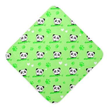 Imagem de Burbuja Toalha de banho de bebê com desenho animado Pandas - Toalha com capuz de musselina macia e absorvente para recém-nascidos e bebês, 89 x 89 cm