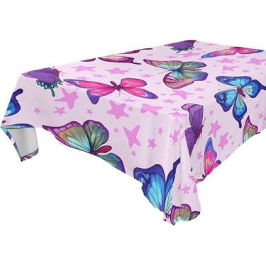 Imagem de Burbuja Toalha de mesa borboletas, toalha de mesa quadrada, anti-rugas, grossa para decoração de jantar, cozinha, festa, 137 x 137 cm