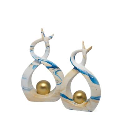 Imagem de Enfeite Rack Sala Estante Aparador Mesa Decoração Casa Escritorio Recepção Clinica Cerâmica Fosco(Mesclado Branco Azul Marrom)