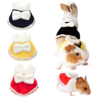 Imagem de 3 peças roupas de hamster roupas de coelho quente de inverno de lã bonito vestuário adequado para hamsters, coelhos, esquilos, chinchilas, planadores de açúcar, furões, porquinhos-da-índia e outros
