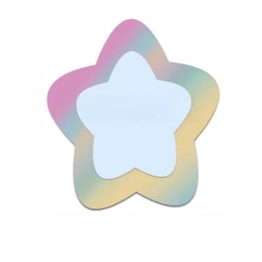 Imagem de CWPJUNDGP Espelho de maquiagem colorido, flores do amor, espelho de acrílico, estrelas, espelho de maquiagem irregular, adereços para fotos