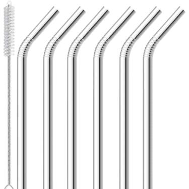 Imagem de Kit 6 Canudos Em Aço Inox Uma Escova Para Higienização Facil Limpeza Com Escova Reutilizável Ecológico Para Sucos Coquetéis Bebidas em Geral Sem riscos de Contaminação Facil Guarda na Bolsa