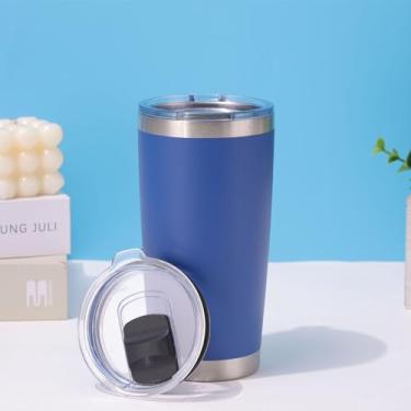 Imagem de CWPJUNDGP Caneca de carro de aço inoxidável de 590 ml, caneca de carro de camada dupla, isolamento térmico, isolamento térmico, copo mestre de gelo, grande capacidade