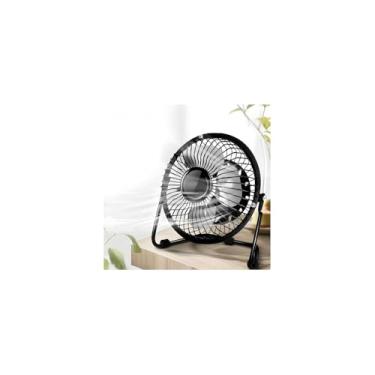 Imagem de Mini Ventilador de Mesa USB, Portátil, Preto, 17,3cm Altura, PP, Silencioso, Inclinação Ajustável, para Escritório e Casa, 2W, Cabo USB