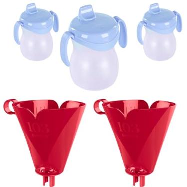 Imagem de Kit com 2 Suporte de Filtro de Café Vermelho 103 + 3 Garrafa Infantil Plastica 310ml Azul