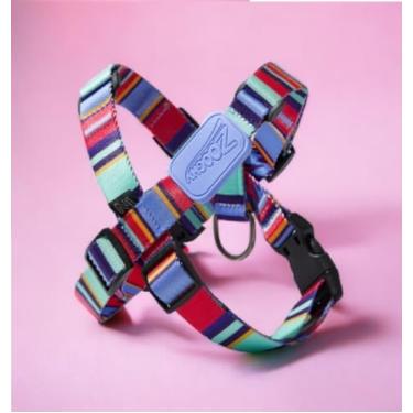 Imagem de Coleira Peitoral com Design em X para Cães Pequenos Raios e Listras Violeta