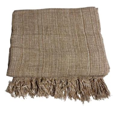 Imagem de Manta extragrande 210 x 120 cm 100% algodão puro Adequada para sofás ou camas, combinando funcionalidade protetora com um elegante apelo decorativo. (Caramelo)