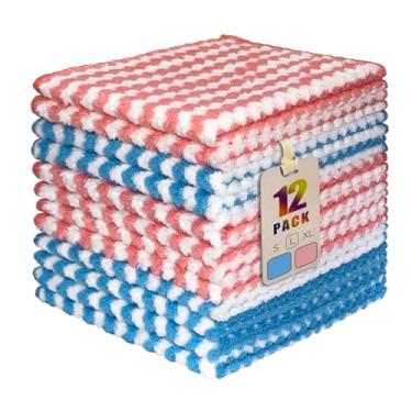 Imagem de AIWIWH Toalhas de prato, panos de limpeza de microfibra de veludo coral, super absorventes e de secagem rápida, panos de prato reutilizáveis sem fiapos para cozinha, lavar pratos (12, grande mistura)