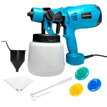 Imagem de Pistola De Pintura E Pulverizadora Elétrica 220V Com Reservatório 1000 Ml Jato Ajustável Vertical E Horizontal Acabamento Profissional Para Pintura Jardinagem E Limpeza