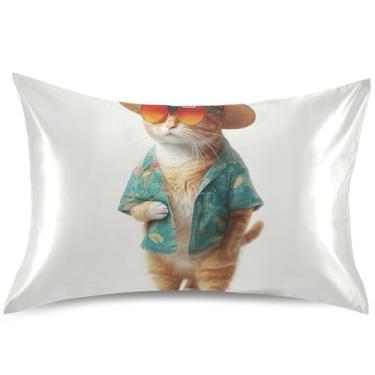 Imagem de Capas de almofada de cetim padrão Queen King com estampa fofa para decoração de cama de casa, tamanho king, 101,6 cm x 50,8 cm