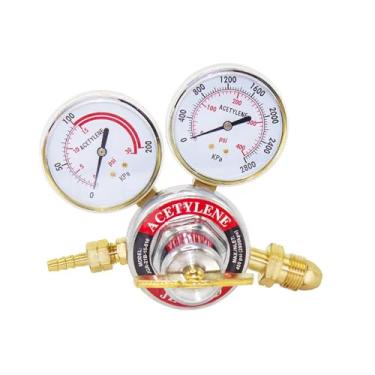 Imagem de JZWELD Regulador de acetileno para tocha de solda de corte a gás, regulador de tanque de acetileno de soldagem de conexão de entrada CGA 510, regulador de soldagem