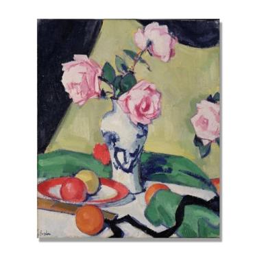 Imagem de NHLDZYH Quadro para cozinha - ainda vida vintage de flores - natureza morta em tela - decoração de parede romântica e acolhedora. B42. 70 x 84 cm apenas tela