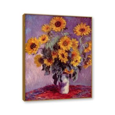 Imagem de Moldura de teca. Arte em tela floral country, pintura botânica vintage de natureza morta, decoração de parede de cozinha de fazenda emoldurada para sala de jantar. B54. 60 x 80 cm - 23,7 x 31,5 pol