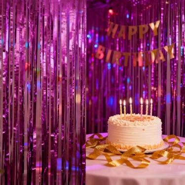 Imagem de Pacote com 2 panos de fundo de cortina com franjas, painéis de streamer, decoração de festa de cabine de fotos, aniversário, ano novo, casamento, formatura, decoração de parede