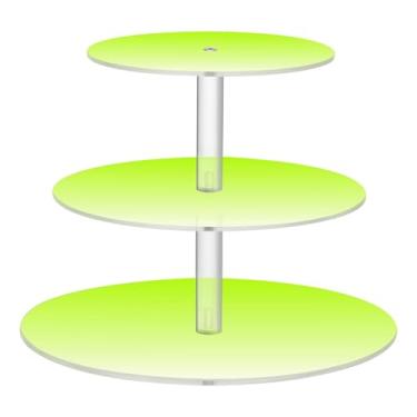 Imagem de Suporte para cupcake verde limão branco neve gradiente 3 camadas chá festa copo bolo torre acrílico exibição colorida mesa deserto exibição bolo comida aniversário