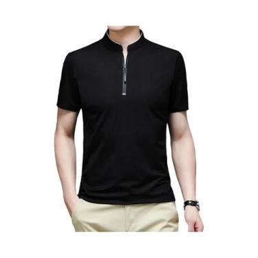 Imagem de 2025 Camisa polo masculina casual fashion cor sólida manga curta gola 