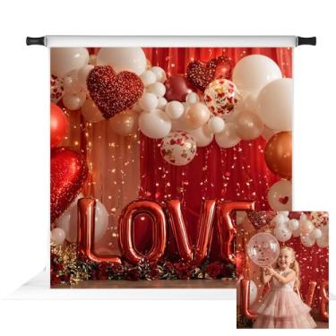 Imagem de Kate Cenário de balões de coração de referência do Dia dos Namorados para casais decoração de rosas românticas adereços de fotografia 3 x 3 m