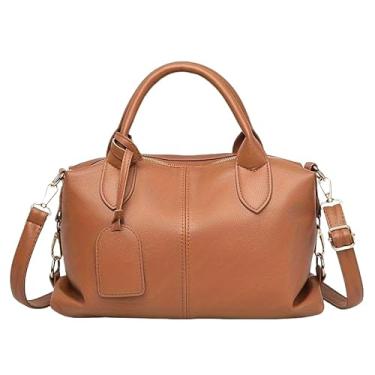 Imagem de Bolsa de Mão Feminina em Couro Sintético, Alça Transversal Ajustável, Design Elegante, Preta (castanho)