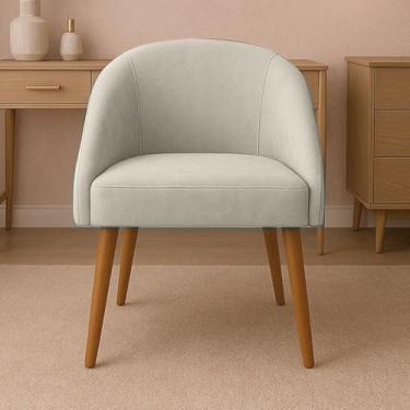 Imagem de Cadeira de Jantar Lua Moderna com Pés Palito - Estofada em Veludo Premium, Design Contemporâneo para Sala e Quarto(OffWhite)