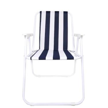 Imagem de Cadeira de Praia Dobrável Leve e Resistente para Piscina e Camping – Cadeira de Praia Portátil em Aço Carbono até 110kg (Azul)