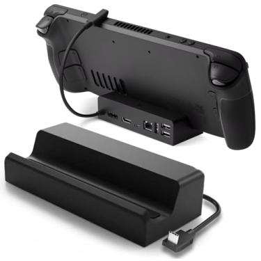 Imagem de Estação de ancoragem para Steam Deck – suporte para transporte multi-stream e FreeSync – Hub Dock 7 em 1 USB C com HDMI 4K a 120Hz, DisplayPort, Gigabit Ethernet, 3 USB A 3.1 e PD de 100 W (somente
