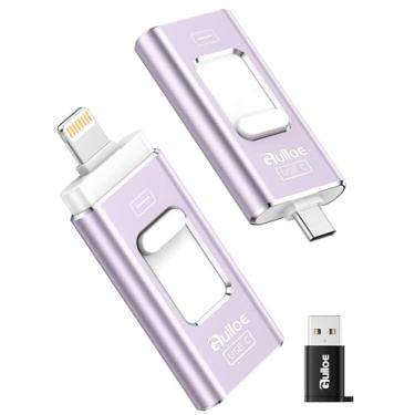 Imagem de Gulloe Flash Drive de interface dupla de 64 GB para armazenamento de fotos, vídeos, cartão de memória portátil – sem necessidade de aplicativo, compatível com iPhone 17/16/15/14/13/12/11, iPad