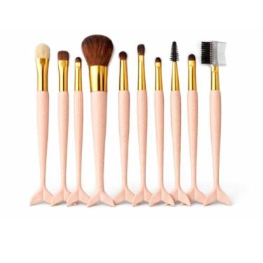 Imagem de Kit 8 Peças Pincéis de Maquiagem de Cabelo de Sereia Fibras de Sintéticas Acabamento Premium com Cerdas Macias - VOLT3M