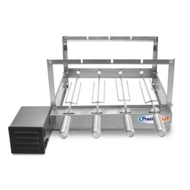Imagem de Churrasqueira Gira Grill Elétrica Inox 4 Espetos Rotativa Giratória - 