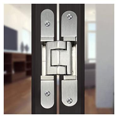 Imagem de Dobradiças de porta ocultas resistentes 2 peças moldura de porta de madeira estreita liga de zinco 3D ajustável níquel escovado dobradiça de porta escondida (cor: branco)
